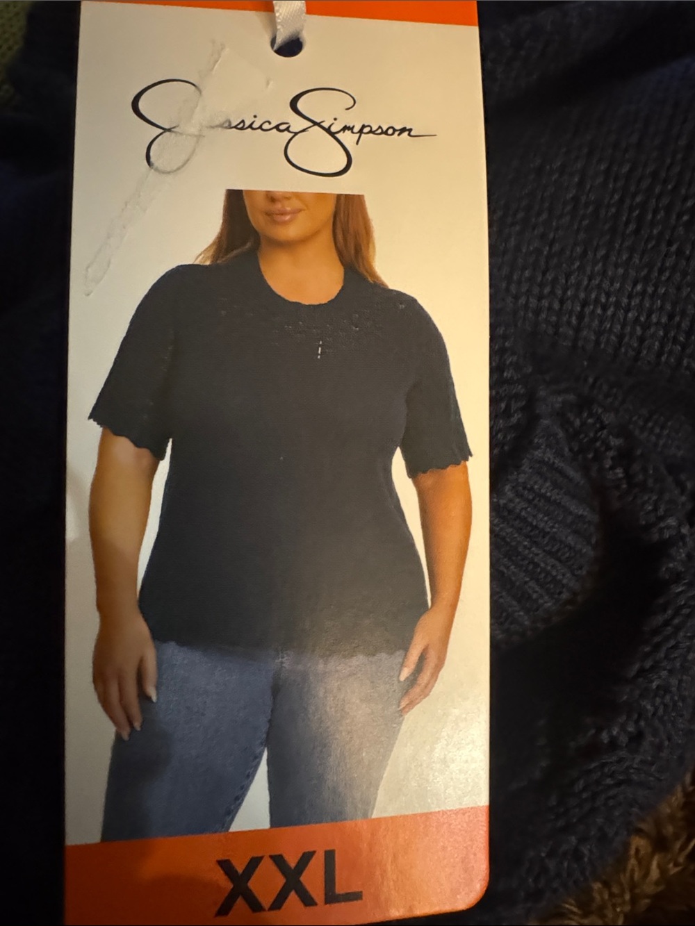 Jessica Simpson Navy Short Sleeve Knit Top
